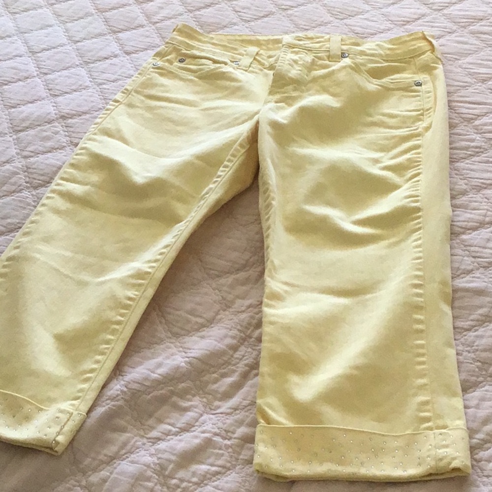Like new NYDJ CROP pants with embellished cuffs.
